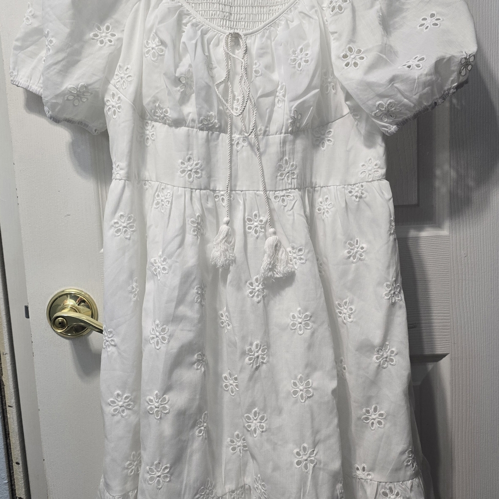 SHEIN White Eyelet Midi Dress